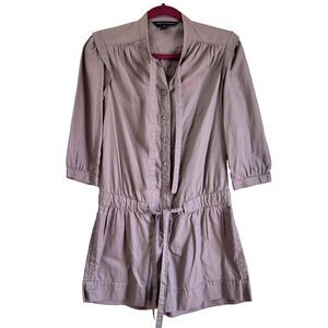 French Connection Women's Romper Purple 100% Cotton Drawstring Waist Sz 2